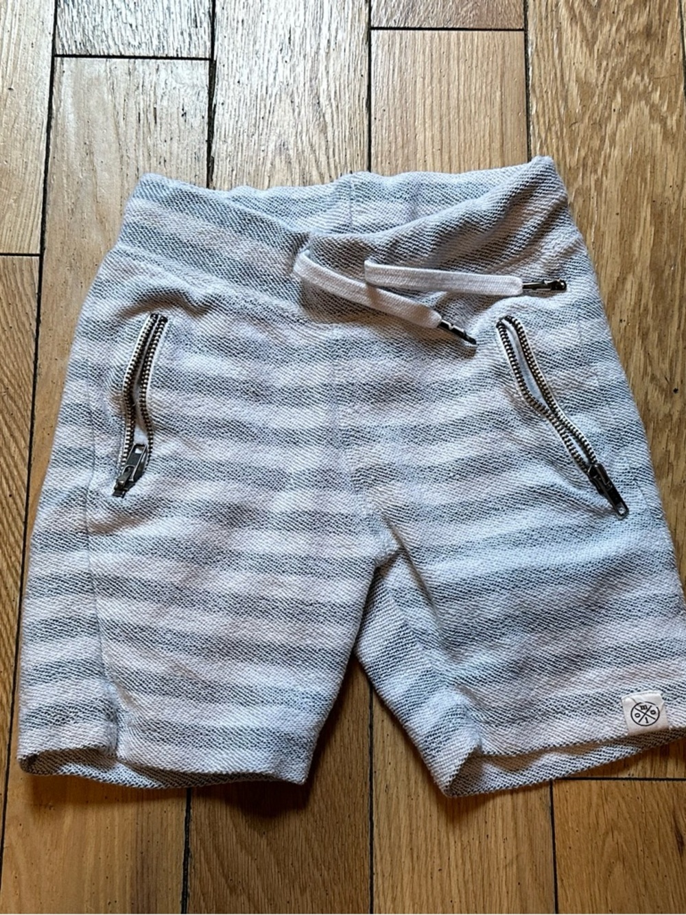 Molo Gray and White Striped Knit Shorts